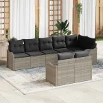 Set de canapele pentru grădină 8 pcs Gri deschis Rattan poli GartenMobel Dekor