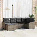 Set de canapele pentru grădină cu pernă 6 pcs Gri Rattan poli GartenMobel Dekor