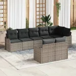 Set de canapele pentru grădină cu pernă 8 pcs Gri Rattan poli GartenMobel Dekor