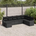 Set de canapele pentru grădină cu pernă 8 pcs Negru Rattan poli GartenMobel Dekor