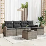 Set de canapea cu pernă cu depozitare 6 pcs Gri poliratan GartenMobel Dekor