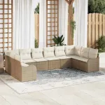 Set de canapele pentru grădină 10 pcs Bej și alb poliratan GartenMobel Dekor