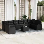 Set de canapele pentru grădină 11 pcs Negru poliratan GartenMobel Dekor