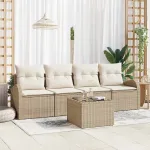 Set de canapele pentru grădină 5 pcs Bej și crem poliratan GartenMobel Dekor