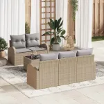 Set de canapele pentru grădină 6 pcs Bej și gri poliratan GartenMobel Dekor
