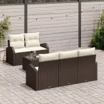 Set de canapele pentru grădină 6 pcs Maro și Crem poliratan GartenMobel Dekor