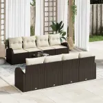 Set de canapele pentru grădină 9 pcs Maro și Crem poliratan GartenMobel Dekor