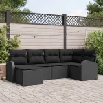 Set de canapea cu pernă cu depozitare 6 pcs Negru poliratan GartenMobel Dekor