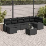 Set de canapea cu pernă cu depozitare 8 pcs Negru poliratan GartenMobel Dekor