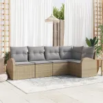 Set de canapele pentru grădină 5 pcs Beige și gri deschis GartenMobel Dekor