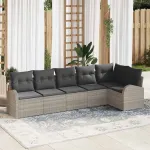 Set de canapele pentru grădină 6 pcs Gri deschis poliratan GartenMobel Dekor