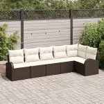 Set de canapele pentru grădină 6 pcs Maro și alb poliratan GartenMobel Dekor
