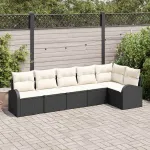 Set de canapele pentru grădină 6 pcs Negru și Alb poliratan GartenMobel Dekor