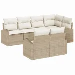 Set de canapele pentru grădină 7 pcs Bej și Alb poliratan GartenMobel Dekor
