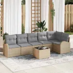 Set de canapele pentru grădină 7 pcs Bej și gri deschis GartenMobel Dekor
