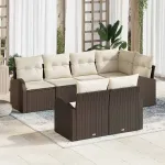 Set de canapele pentru grădină 7 pcs Maro și alb poliratan GartenMobel Dekor
