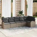 Set de canapele pentru grădină cu pernă 6 pcs Gri poliratan GartenMobel Dekor