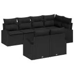 Set de canapele pentru grădină cu pernă 7 pcs Negru poliratan GartenMobel Dekor