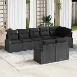 Set de canapele pentru grădină cu pernă 8 pcs Negru poliratan GartenMobel Dekor