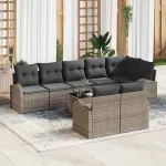 Set de canapele pentru grădină cu pernă 9 pcs Gri poliratan GartenMobel Dekor