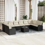 Set de canapele pentru grădină 11 pcs Maro și Crem poliratan GartenMobel Dekor