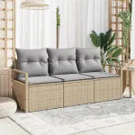 Set de canapele pentru grădină 3 pcs Beige și gri deschis GartenMobel Dekor