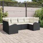Set de canapele pentru grădină 6 pcs Negru și Alb poliratan GartenMobel Dekor
