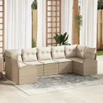 Set de canapele pentru grădină 7 pcs Bej și Alb poliratan GartenMobel Dekor