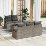 Set de canapele pentru grădină cu pernă 6 pcs Gri poliratan GartenMobel Dekor