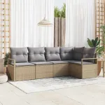 Set de canapele pentru grădină 5 pcs Beige și gri deschis GartenMobel Dekor