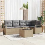 Set de canapele pentru grădină 6 pcs Beige și gri deschis GartenMobel Dekor