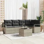Set de canapele pentru grădină 6 pcs Gri deschis poliratan GartenMobel Dekor
