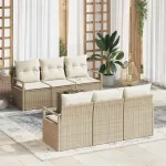 Set de canapele pentru grădină 7 pcs Bej și crem poliratan GartenMobel Dekor