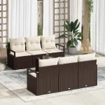 Set de canapele pentru grădină 7 pcs Maro și Crem poliratan GartenMobel Dekor
