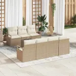 Set de canapele pentru grădină 8 pcs Bej și crem poliratan GartenMobel Dekor