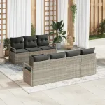 Set de canapele pentru grădină 8 pcs Gri deschis și gri închis GartenMobel Dekor