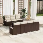 Set de canapele pentru grădină 8 pcs Maro și Crem poliratan GartenMobel Dekor