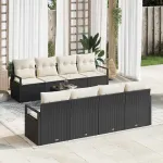 Set de canapele pentru grădină 9 pcs Negru și Crem poliratan GartenMobel Dekor