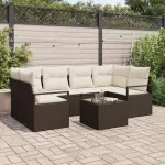 Set de canapele pentru grădină cu pernă 7 pcs Maro și Crem GartenMobel Dekor