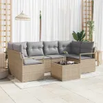 Set de canapele pentru grădină cu pernă Manual 7 pcs Bej și gri GartenMobel Dekor
