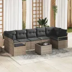 Set de canapele pentru grădină cu pernă cu depozitare 8 pcs Gri GartenMobel Dekor
