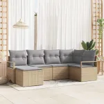 Set de canapea cu pernă 6 pcs Beige și gri deschis poliratan GartenMobel Dekor