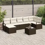Set de canapea cu pernă 8 pcs Maro și Crem poliratan GartenMobel Dekor