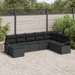 Set de canapea cu pernă cu depozitare 8 pcs Negru poliratan GartenMobel Dekor
