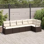 Set de canapele pentru grădină 6 pcs Maro și alb poliratan GartenMobel Dekor