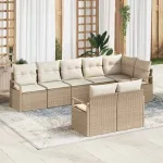Set de canapele pentru grădină 8 pcs Bej și Alb poliratan GartenMobel Dekor