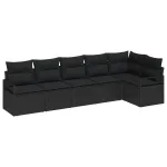 Set de canapele pentru grădină cu pernă 6 pcs Negru poliratan GartenMobel Dekor