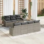 Set de canapea 8 pcs Gri deschis și gri închis poliratan GartenMobel Dekor