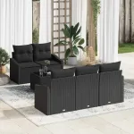Set de canapea cu pernă cu depozitare 6 pcs Negru poliratan GartenMobel Dekor