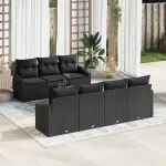 Set de canapea cu pernă cu depozitare 8 pcs Negru poliratan GartenMobel Dekor